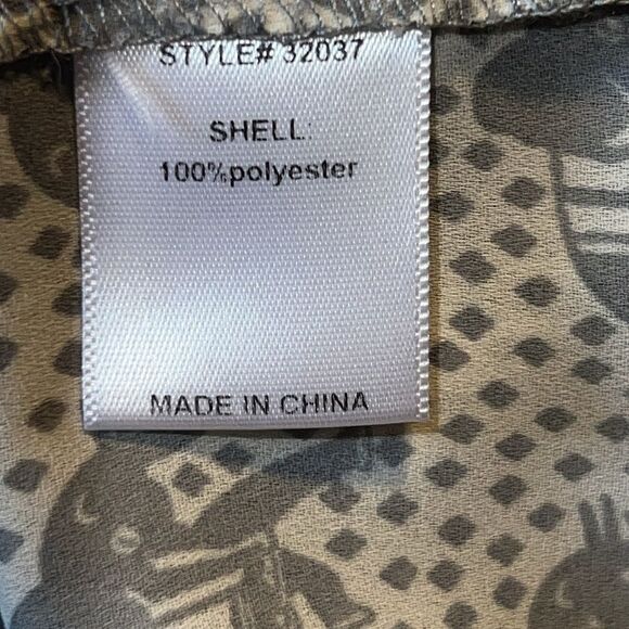 PIXLEY STITCH FIX Gray Elephants Semi Sheer 3/4 Sleeve Blouse-M - Picture 8 of 9